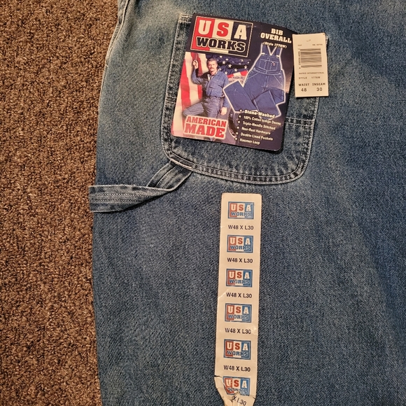 USA Works Stone Washed Denim Bib Overall - Picture 5 of 8